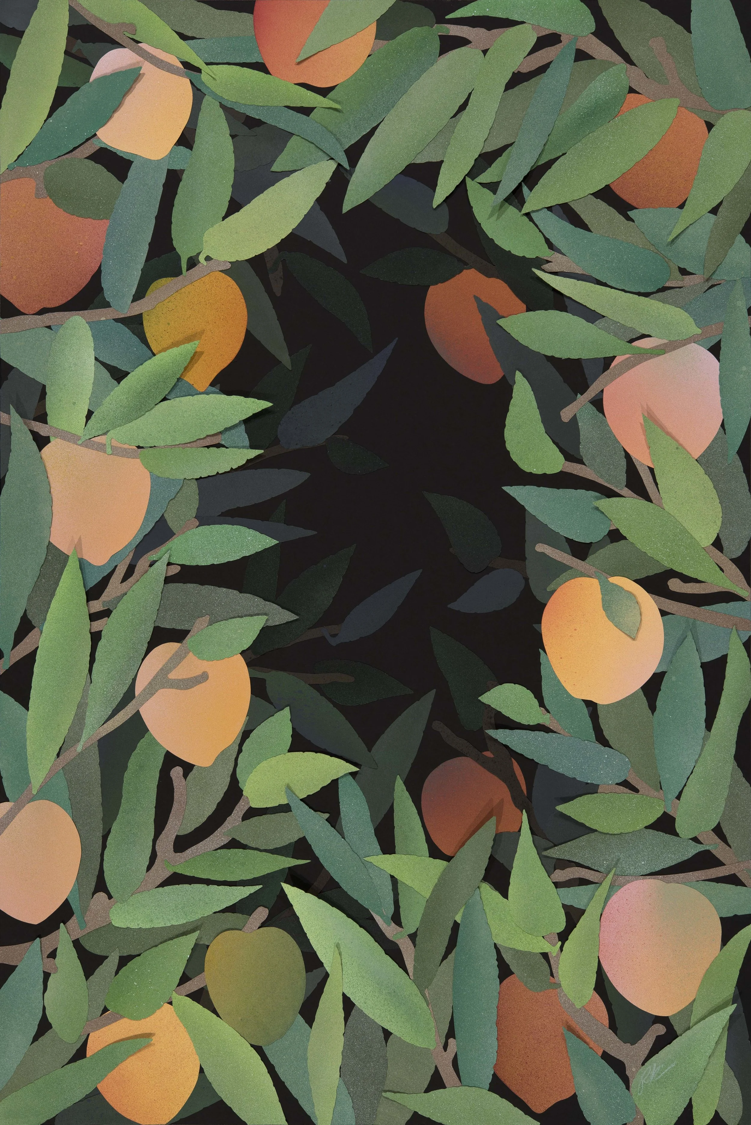 Peach Tree At Night