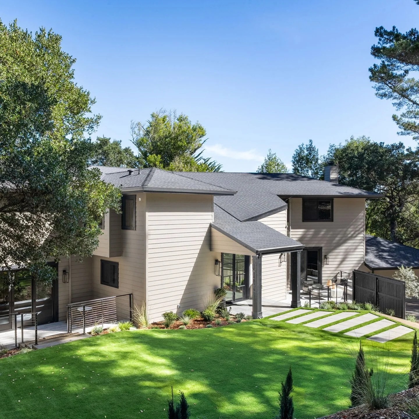 Every space of this modern Homestead Valley retreat was designed with intention, from the grand entry with its steel-framed door and skylit ceiling to the open flow between the living and dining rooms that makes gathering effortless.

The kitchen is 