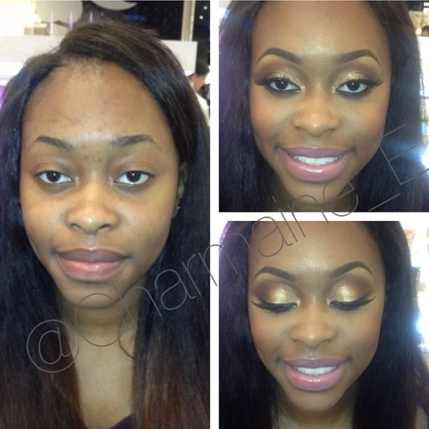 Makeup before & after
