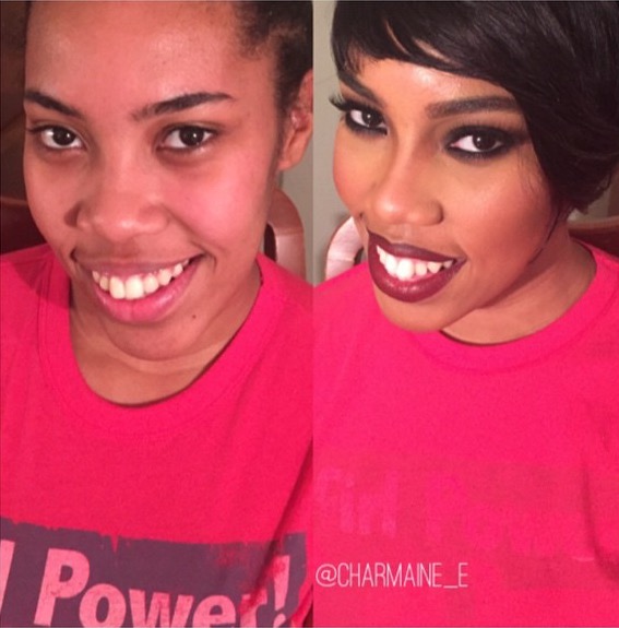 Makeup before & after