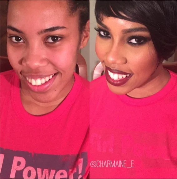 Makeup before & after