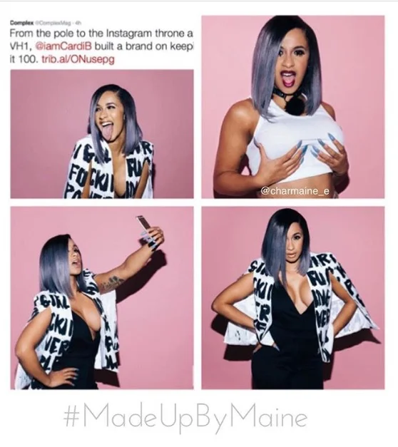 Makeup on rapper Cardi B for Complex Magazine