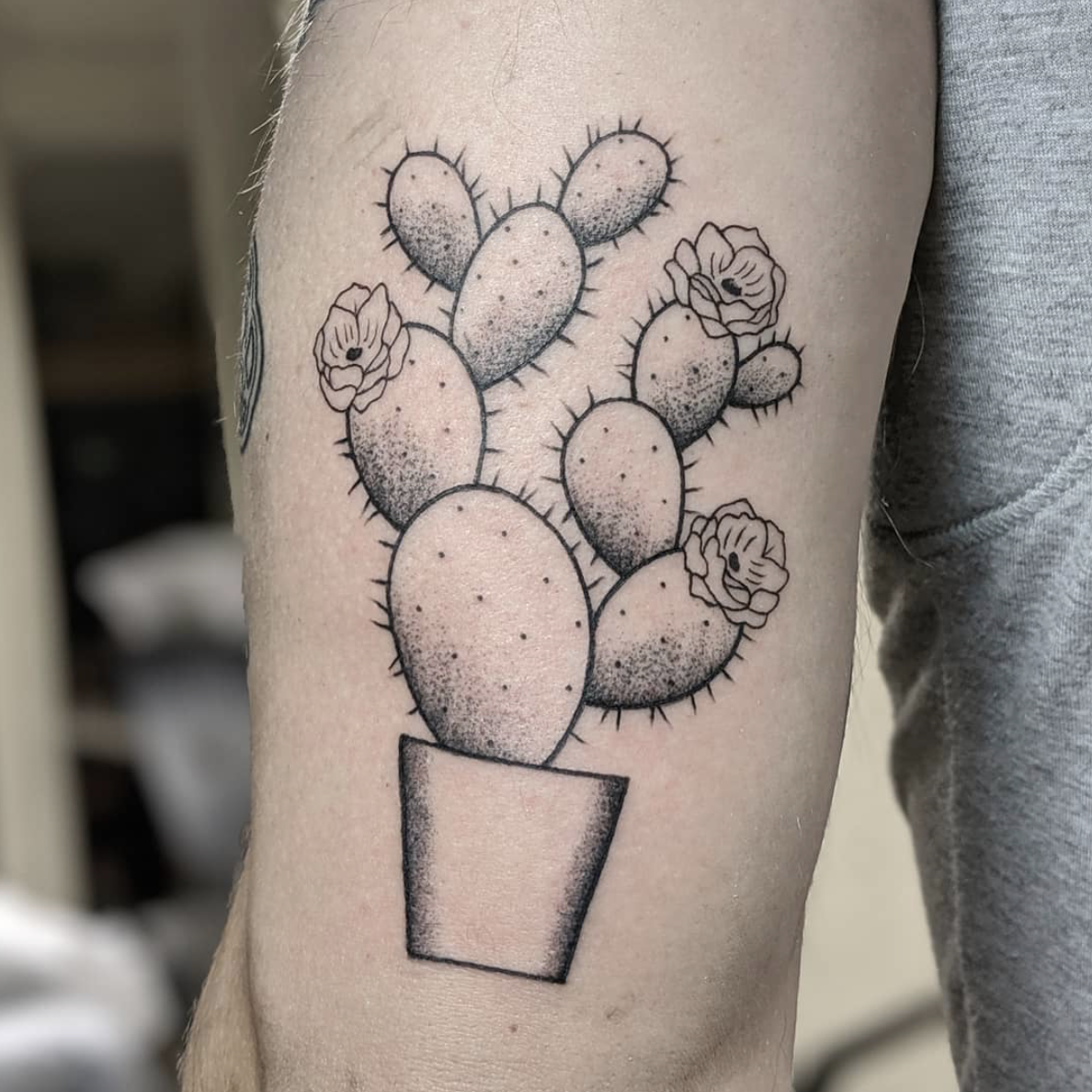 Cactus tattoo on the ankle