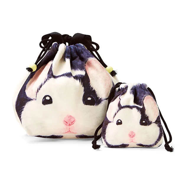 Black and White Panda Hamster Drawstring Bags from Japan Kawaiii