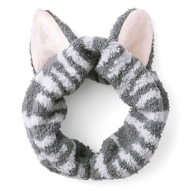 Cute Grey Kitty Cat Ears with White Stripes Hair Band