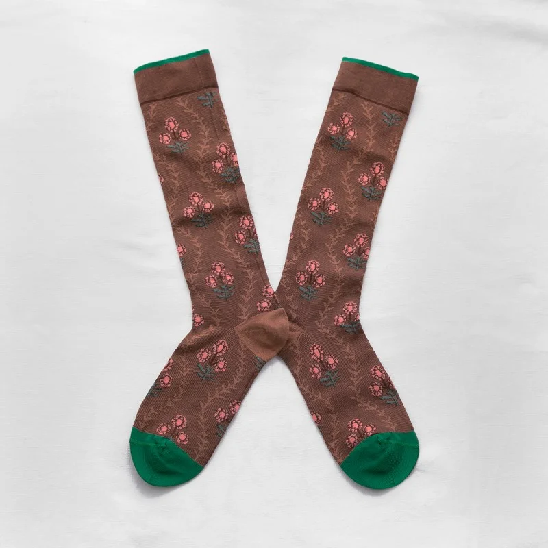 Terracotta Flowers Knee High Socks Bonne Maison