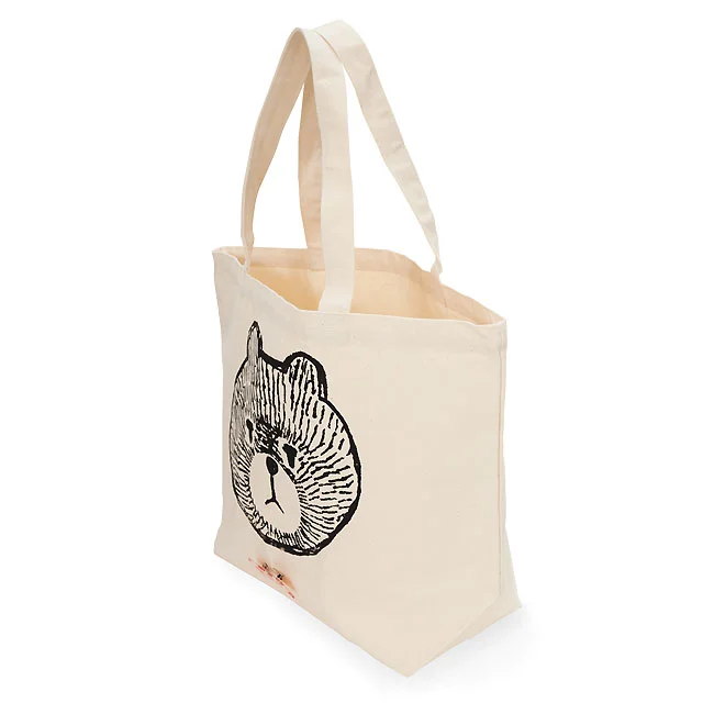 Cotton Canvas Bear Tote with Pin