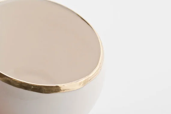 White Bone China Cup with Gold Trim Made in UK Kina Ceramics