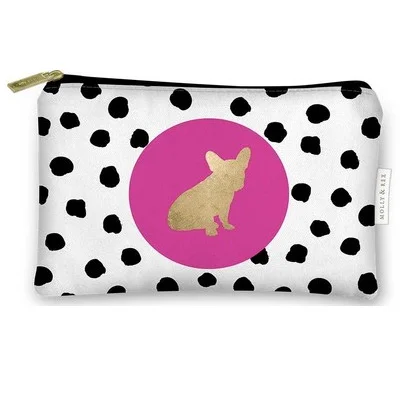 Frenchie Dog Zipper Pouch with Metallic Print