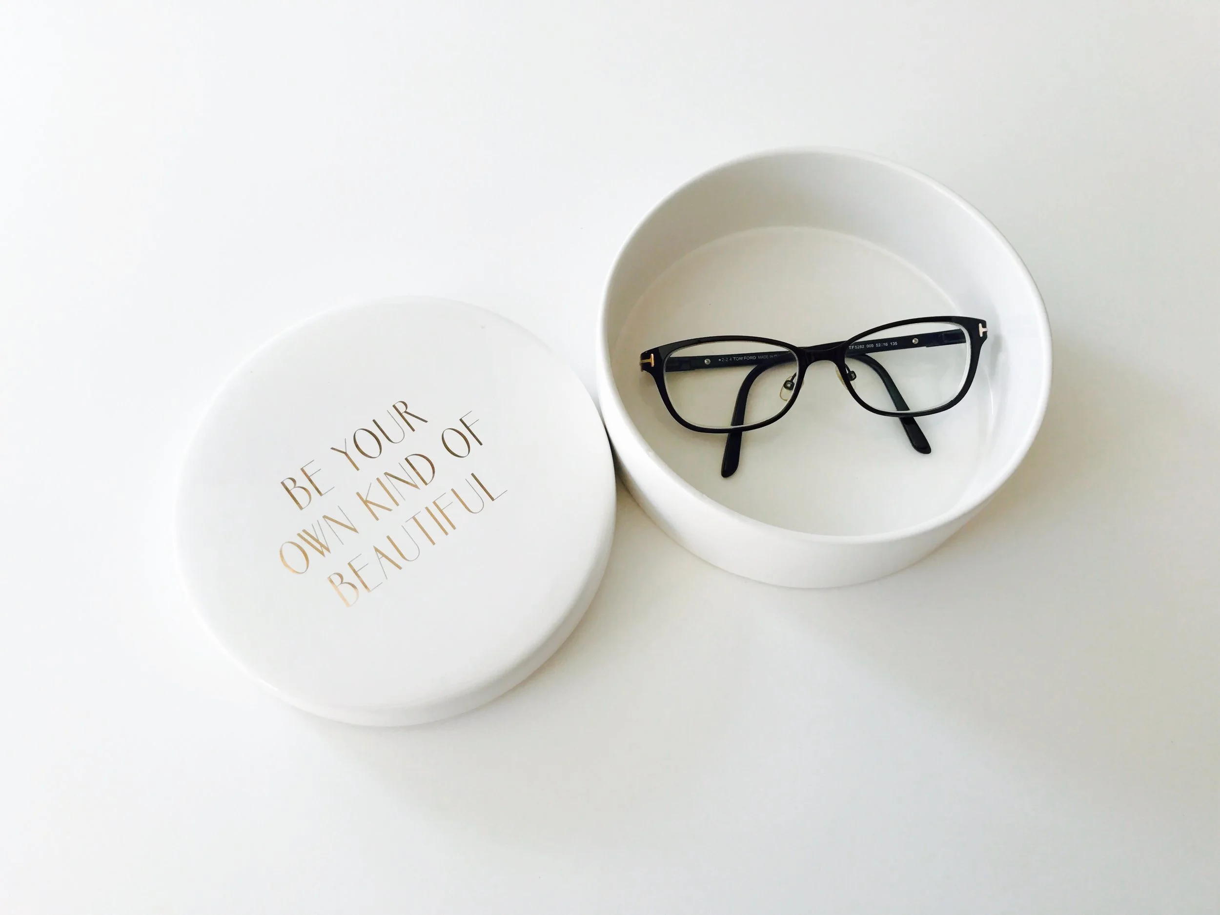 6.5" Round White Ceramic Box with Lid