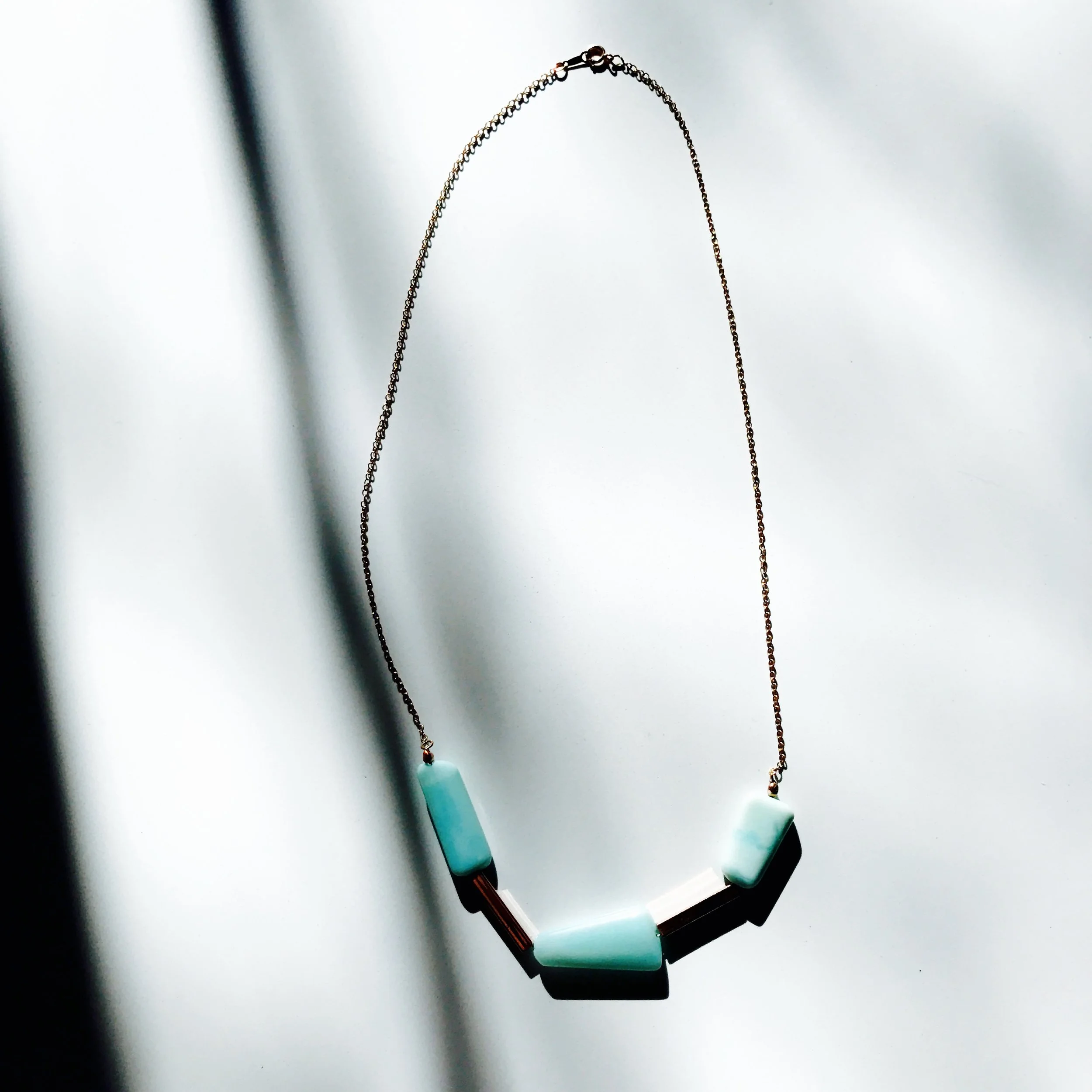 Real Stone Blue Peruvian Opals Necklace Handmade