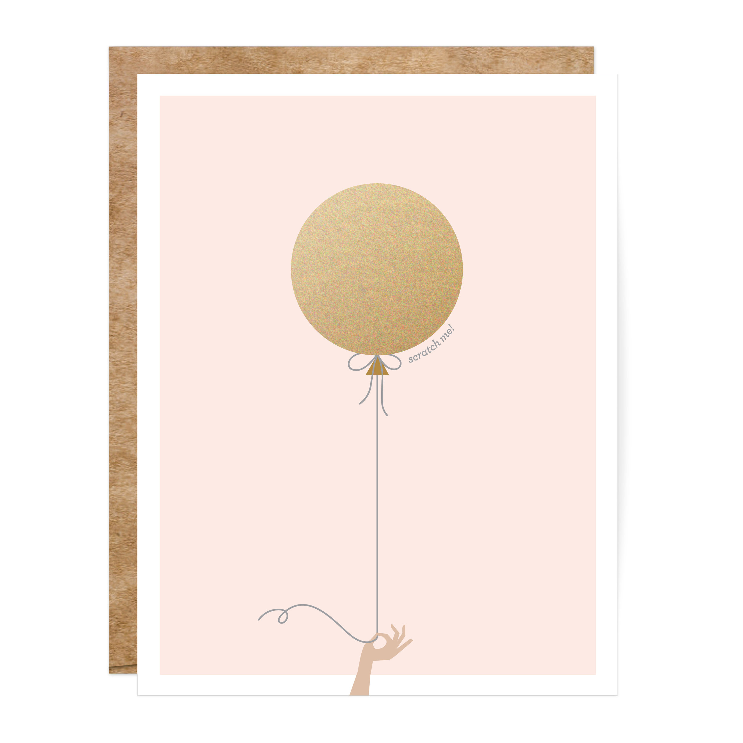 Inklings Paperie Pink Card with Gold Balloon