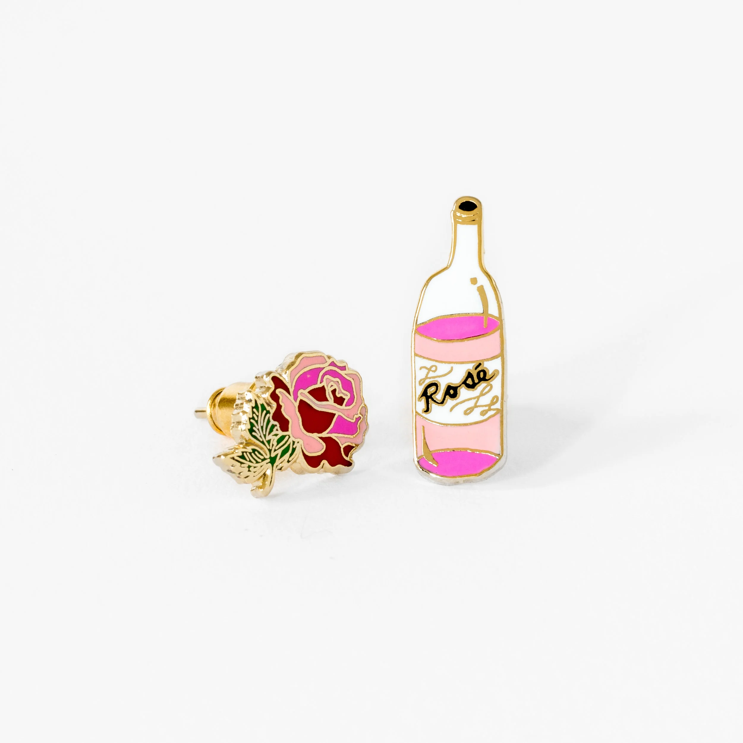 Mismatched Rose´& Rose Earrings in a Glass Vial
