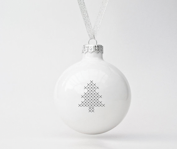 Handmade Christmas Tree White Porcelain Ornament