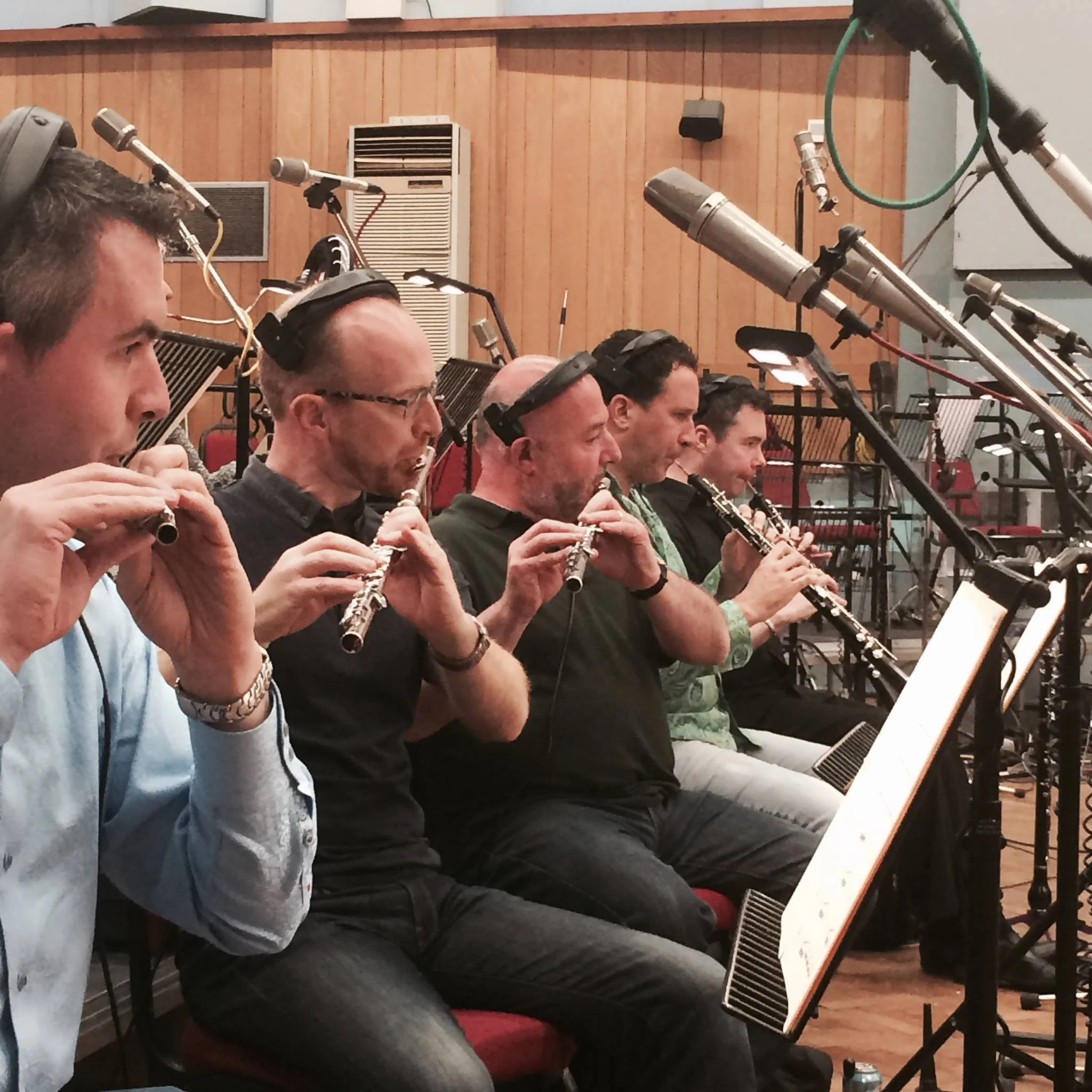 Gareth McLearnon recording piccolo at Abbey Road Studios