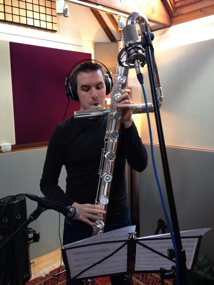 Gareth McLearnon recording contrabass flute for Horizon Zero Dawn