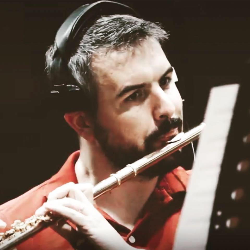 Gareth McLearnon recording concert flute