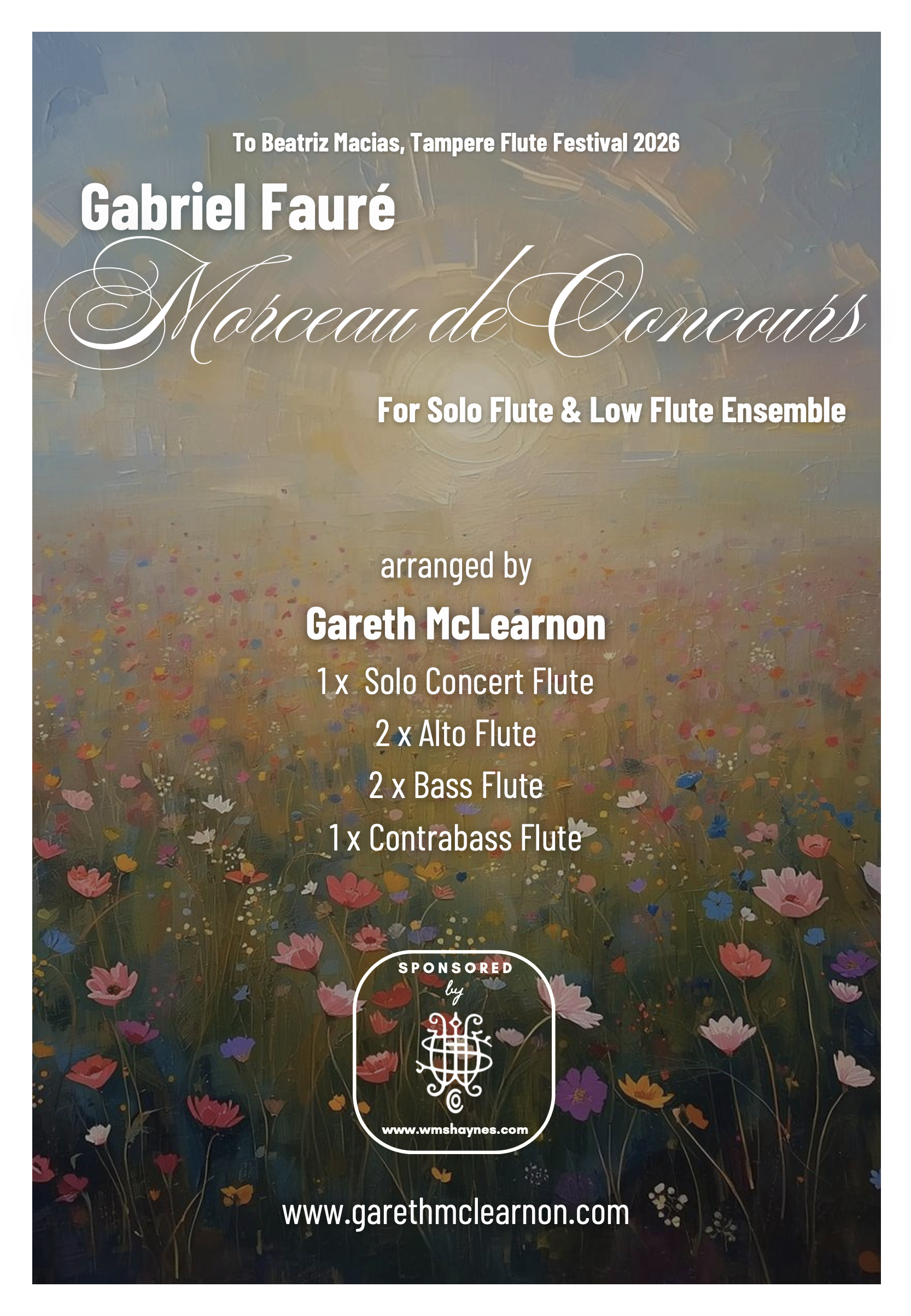Fauré: Morceau de Concours arranged for Solo Flute & Low Flute Ensemble