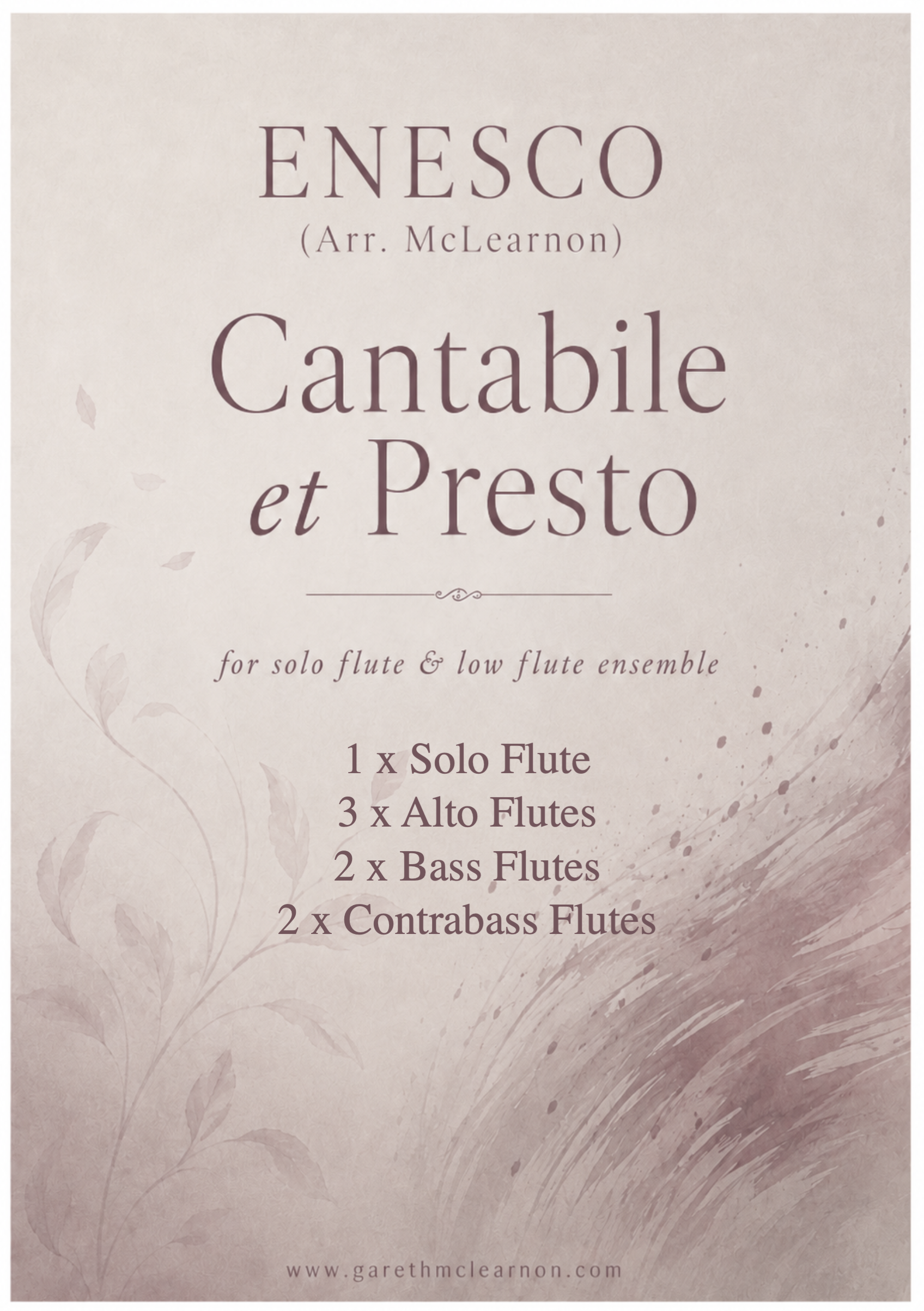 Enesco: Cantabile et Presto for Solo Flute & Low Flute Ensemble (PDF Download)