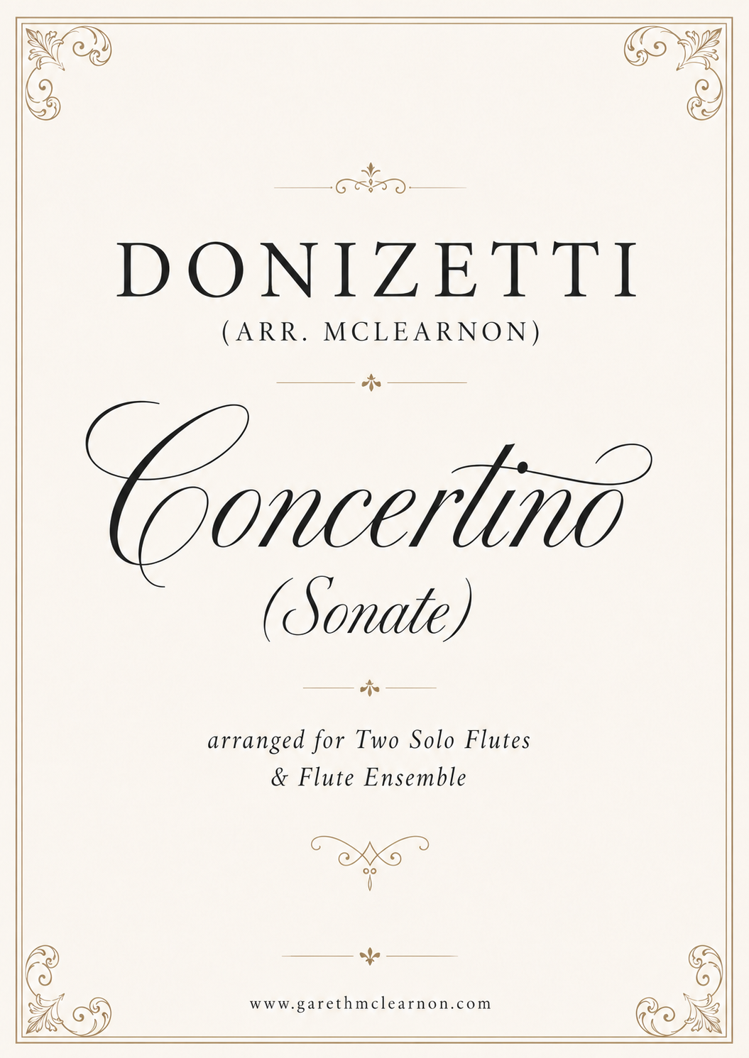 Donizetti Concertino (Sonate) arranged for Two Solo Flutes & Flute Ensemble (PDF Download)