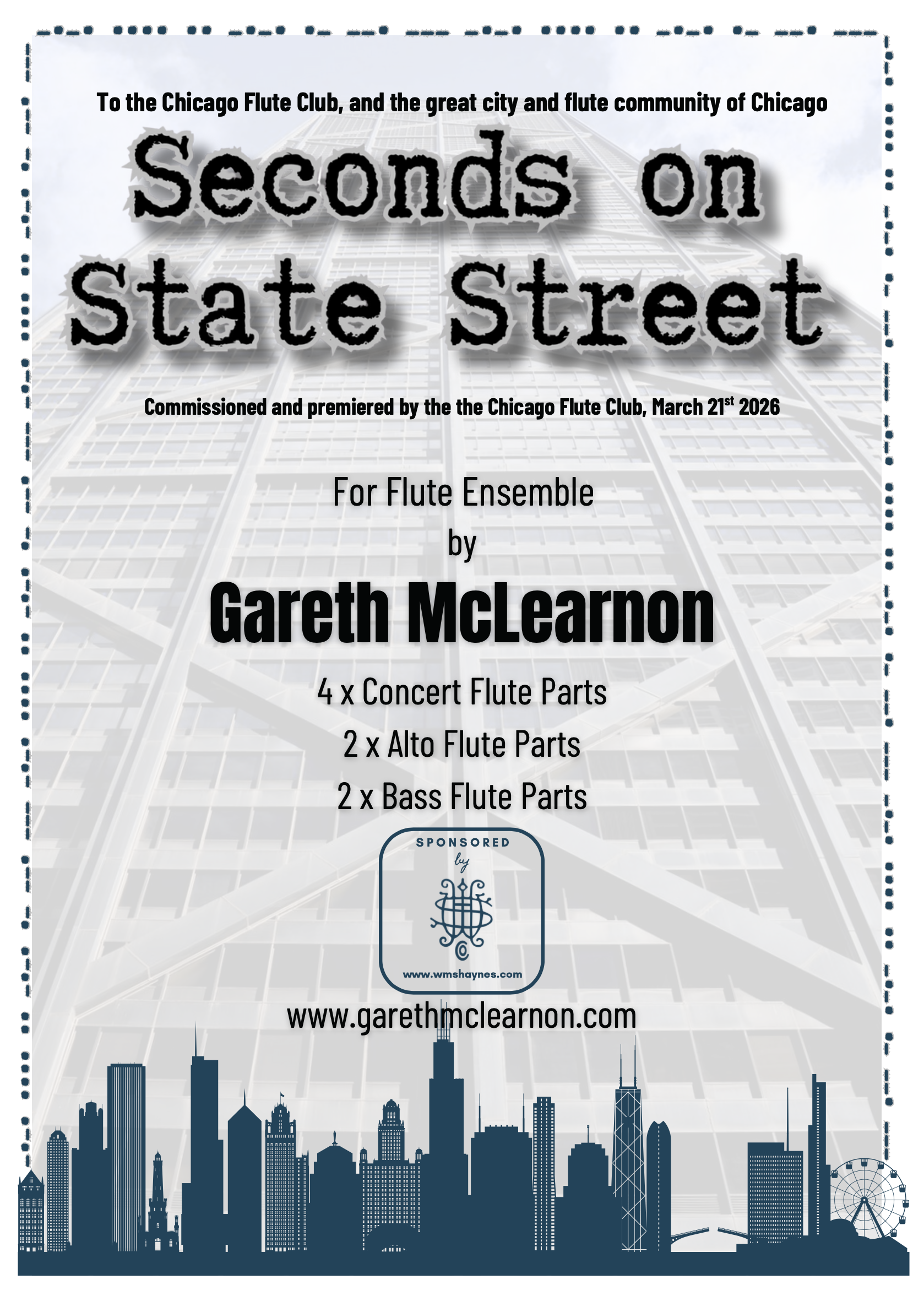 Seconds on State Street for Flute Ensemble (2026)