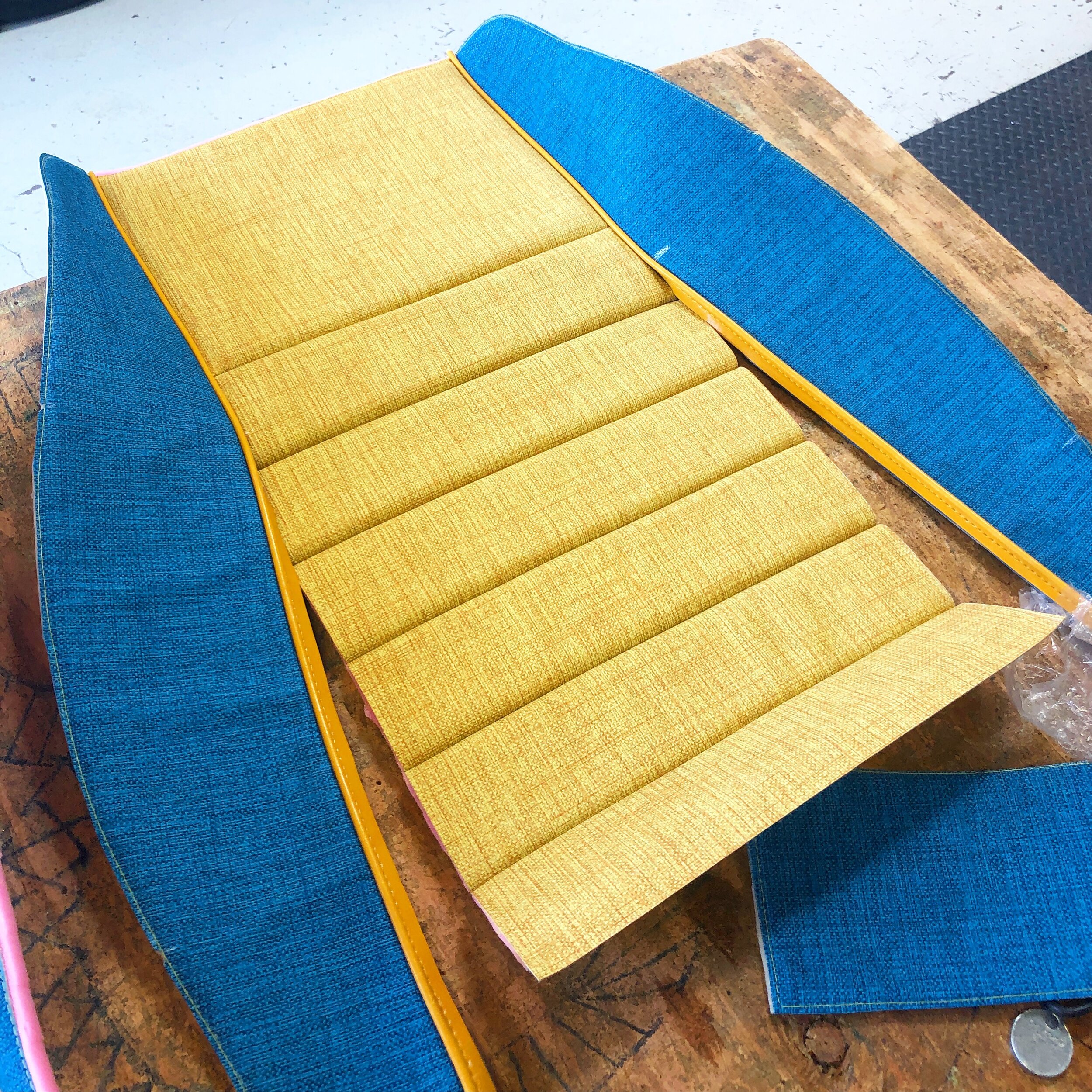 All new upholstery was installed, this included all new foam and a full set of seating and door panels.