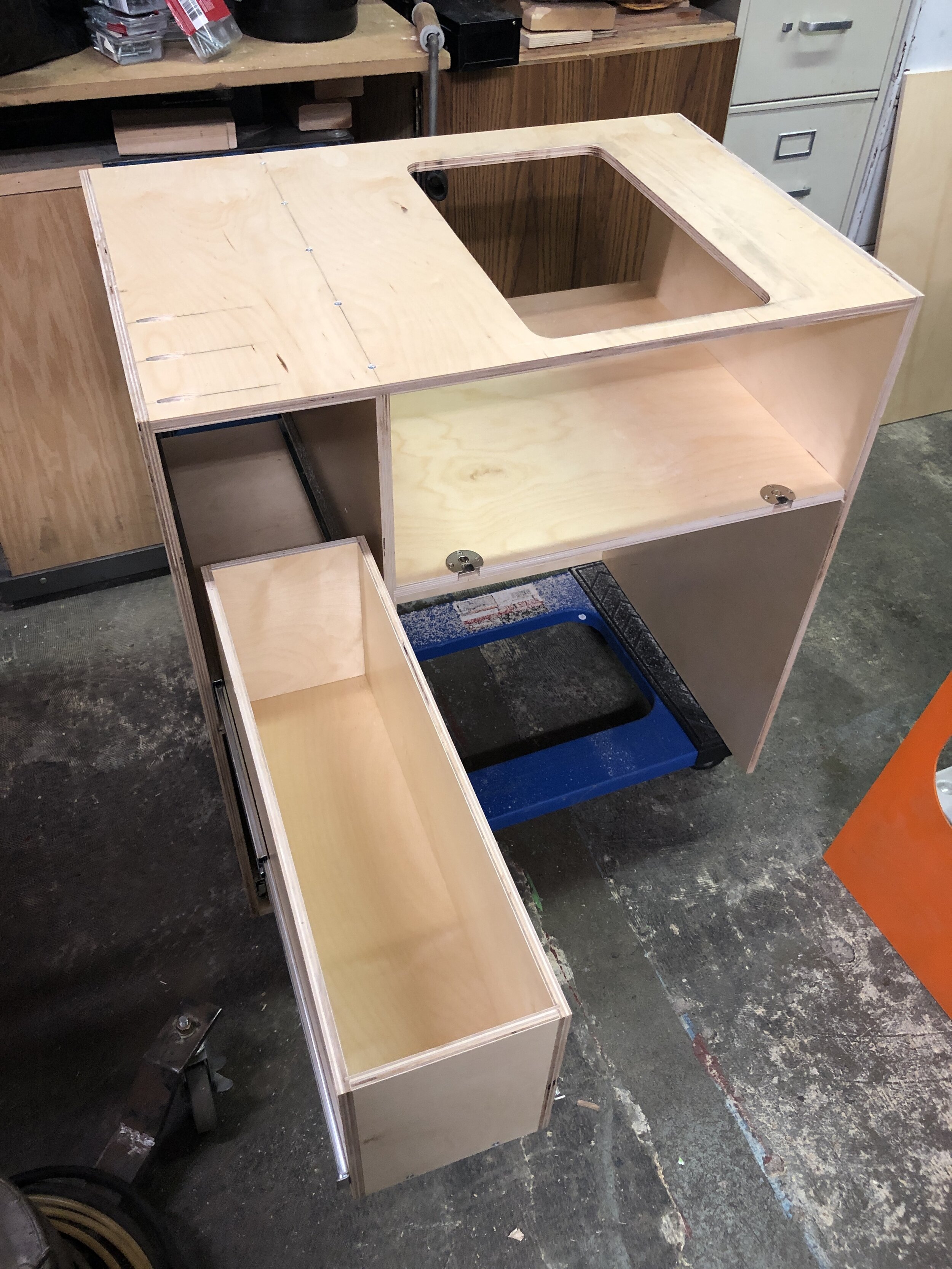 Custom cabinetry building involved restoration of some original Westphalia camper cabinets and design/build of new ones that incorporated the clients wish list.
