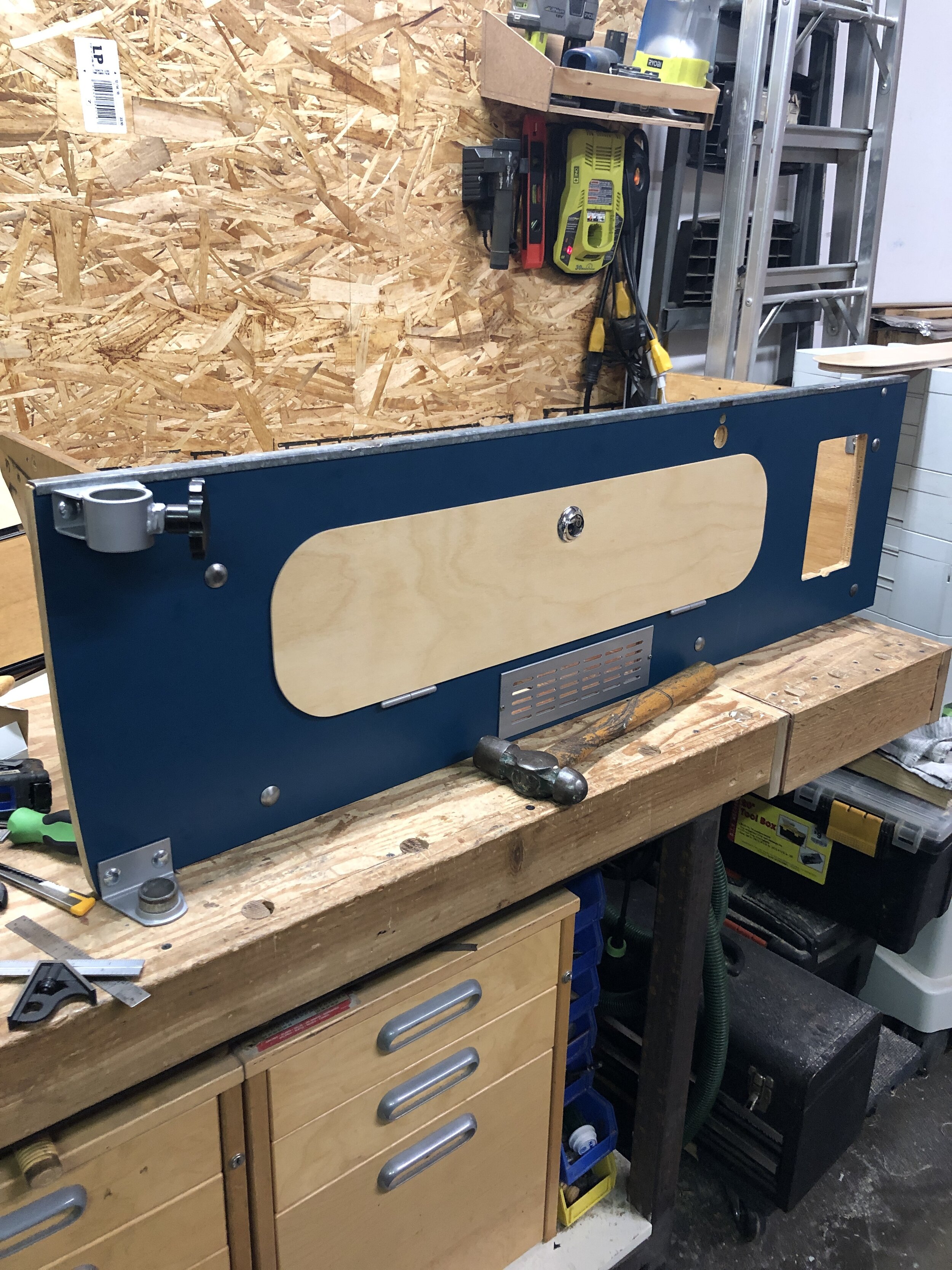 Custom cabinetry building involved restoration of some original Westphalia camper cabinets and design/build of new ones that incorporated the clients wish list.