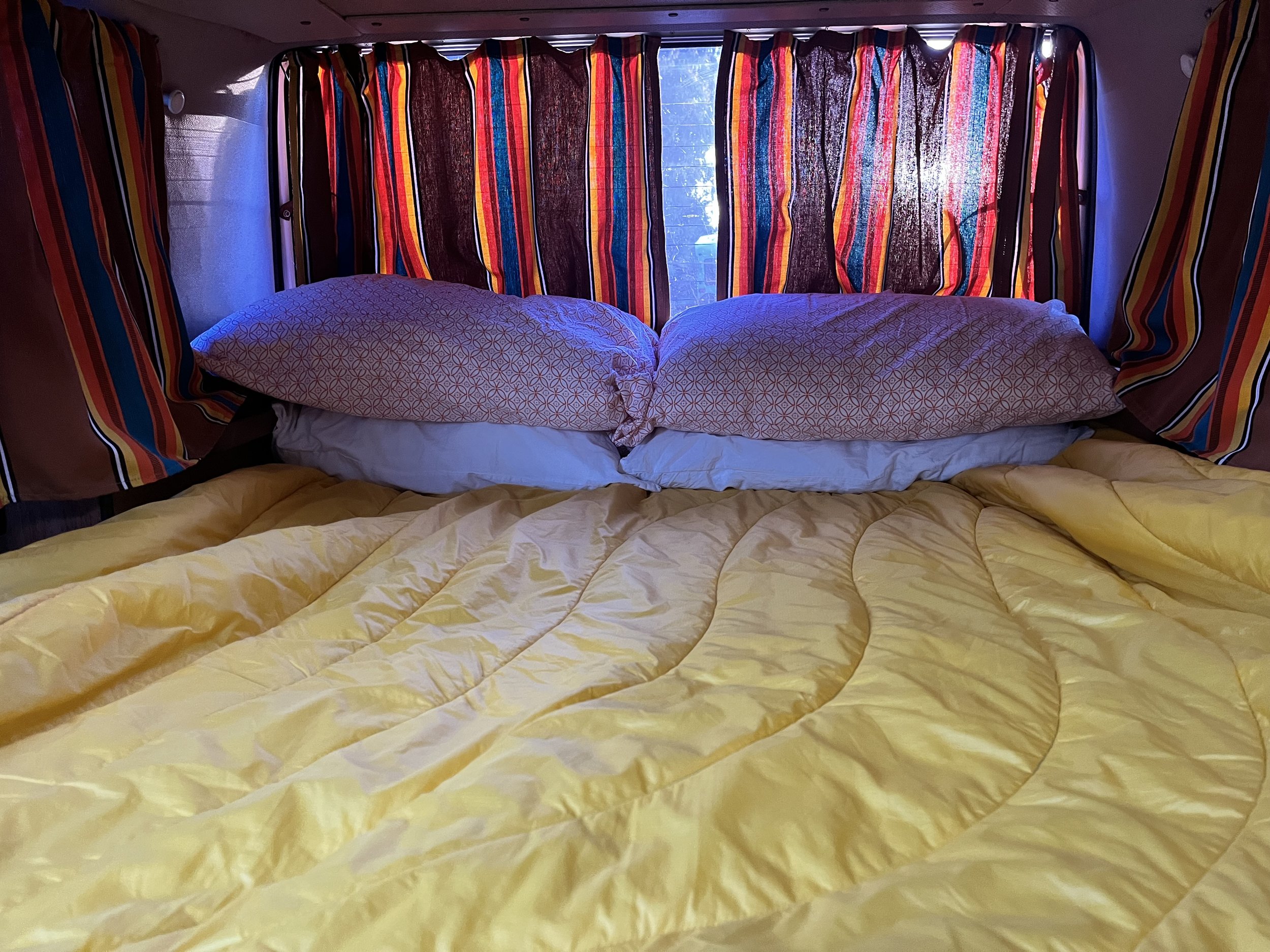 Lower bed, full width of van