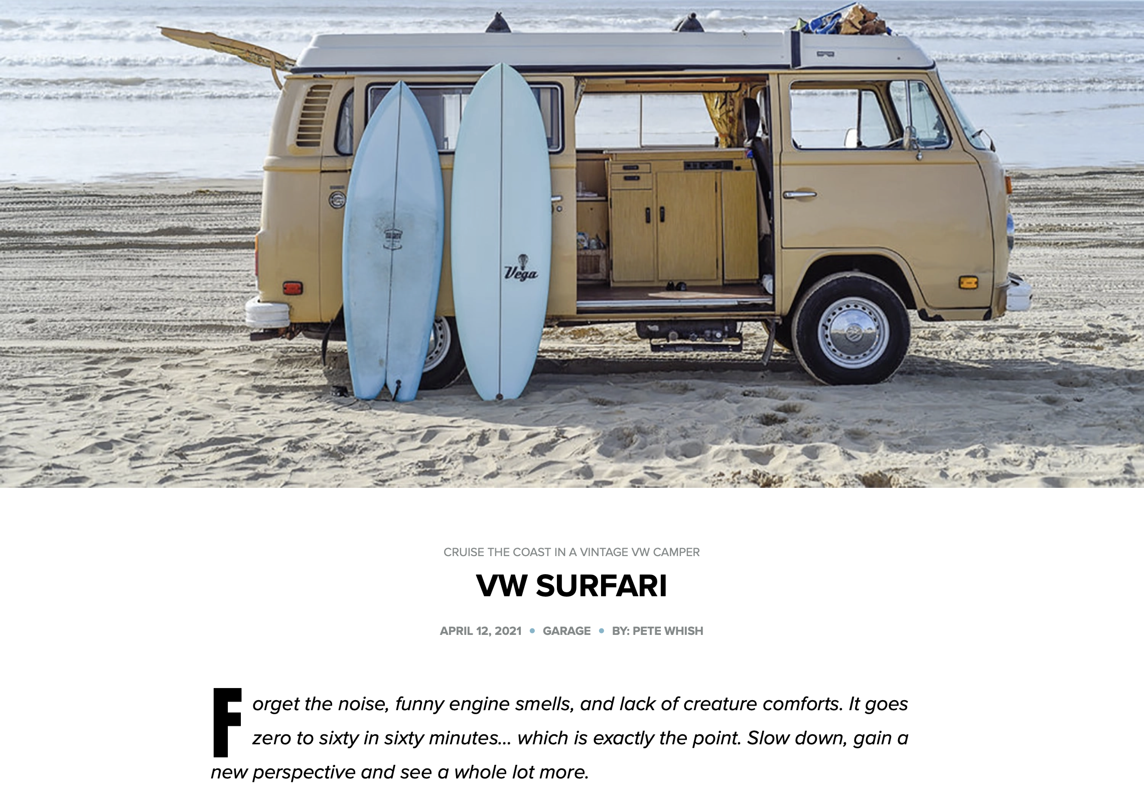 Article about VW Surfari written by Pete Whish April 12, 2021
