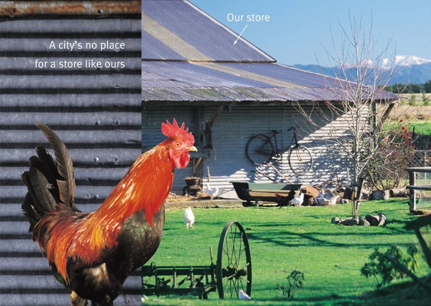 The Tin Shed – brochure highlights a fashion retailer's unique positioning advantage: location.