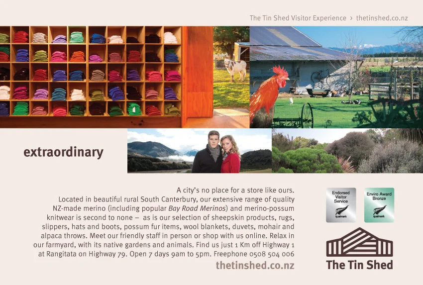 The Tin Shed – Ad highlighting a retailer's unique positioning advantage: location.