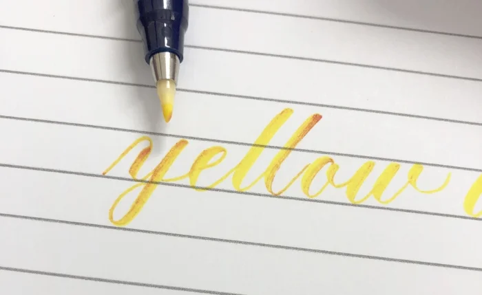The Tombow result was more of a dry-brush look. The pink marker immediately dried on the non-porous surface and didn’t translate as expected. The Tombow Dual Brush Pens perform this action seamlessly. The dry brush effect looks pretty!