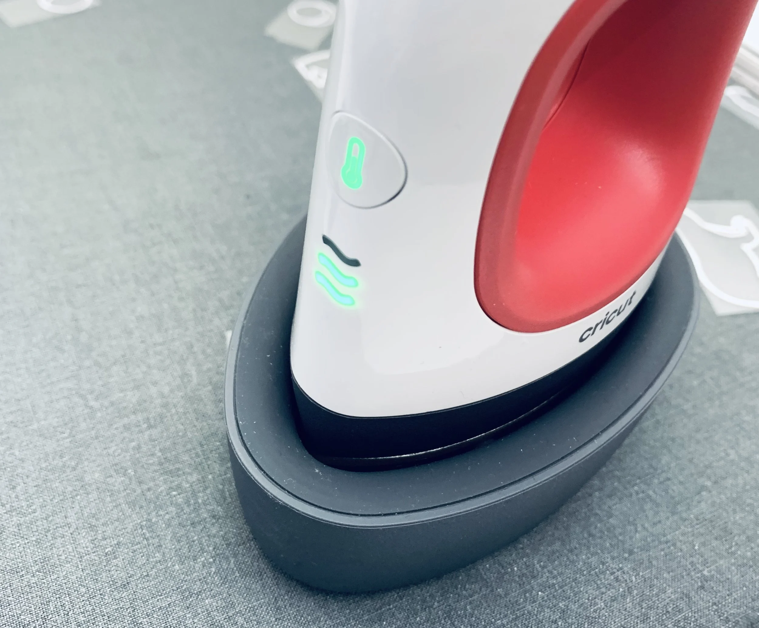 Click twice for a medium setting. Once the unit is to temperature, the light will turn from orange to green.