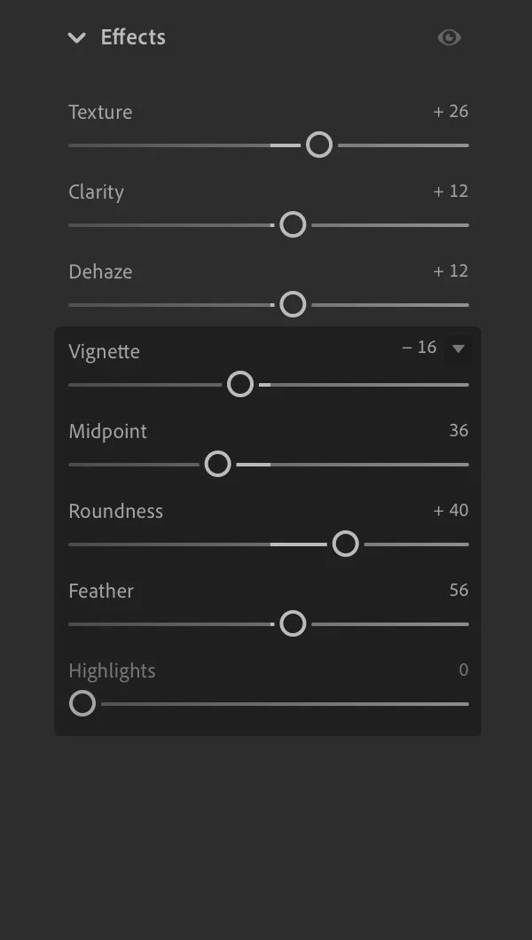 Lightroom Color Effect Settings