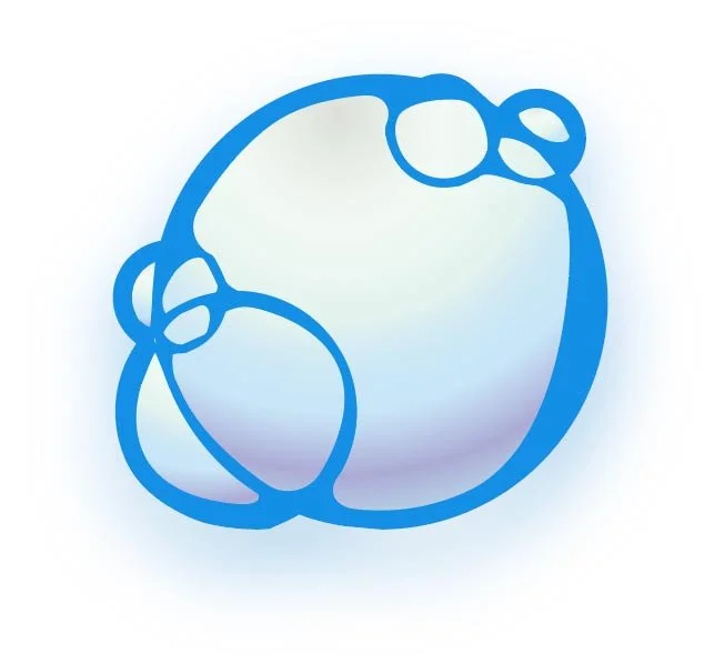 Footer bubble with a blue drop shadow