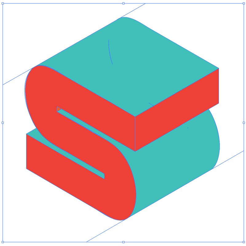 All surfaces filled in with shape builder and basic colors applied