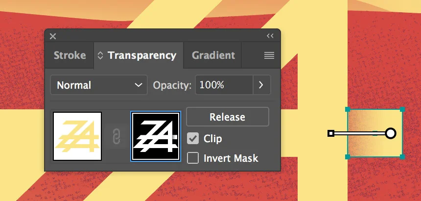 A black and white gradient shape added to the opacity mask.