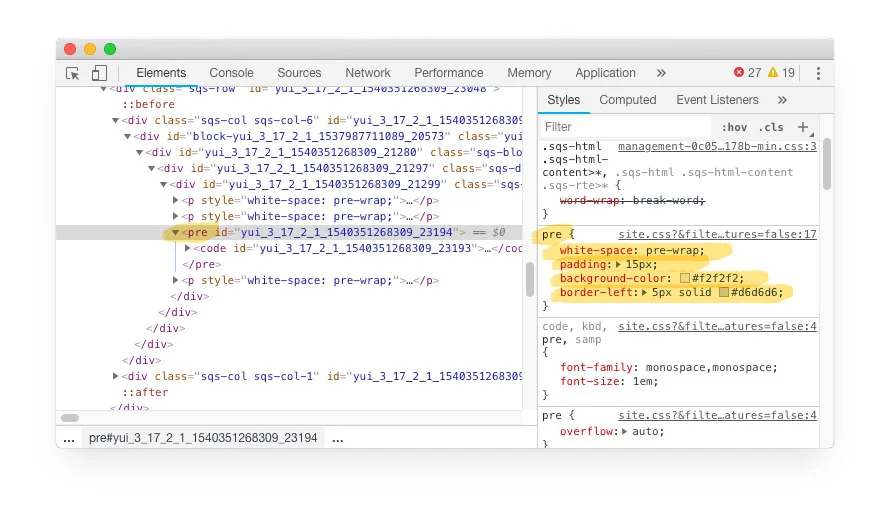 Color conversions — The border colors and background colors are translated by SquareSpace into their hex equivalents automatically. You can use any color syntax you’d like — hsl, rgba, hex, etc.