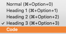 Text block choices — One could use the knowledge below to rewrite the Code option into something else, or add additional styles to it that aren’t found in the SquareSpace style editor.