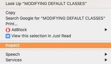 Example right-click browser dialog — This menu is similar in other browsers, except Safari — you’ll need to dig into the options to unlock the feature by going to Preferences > Advanced > Show Develop menu in menu bar.