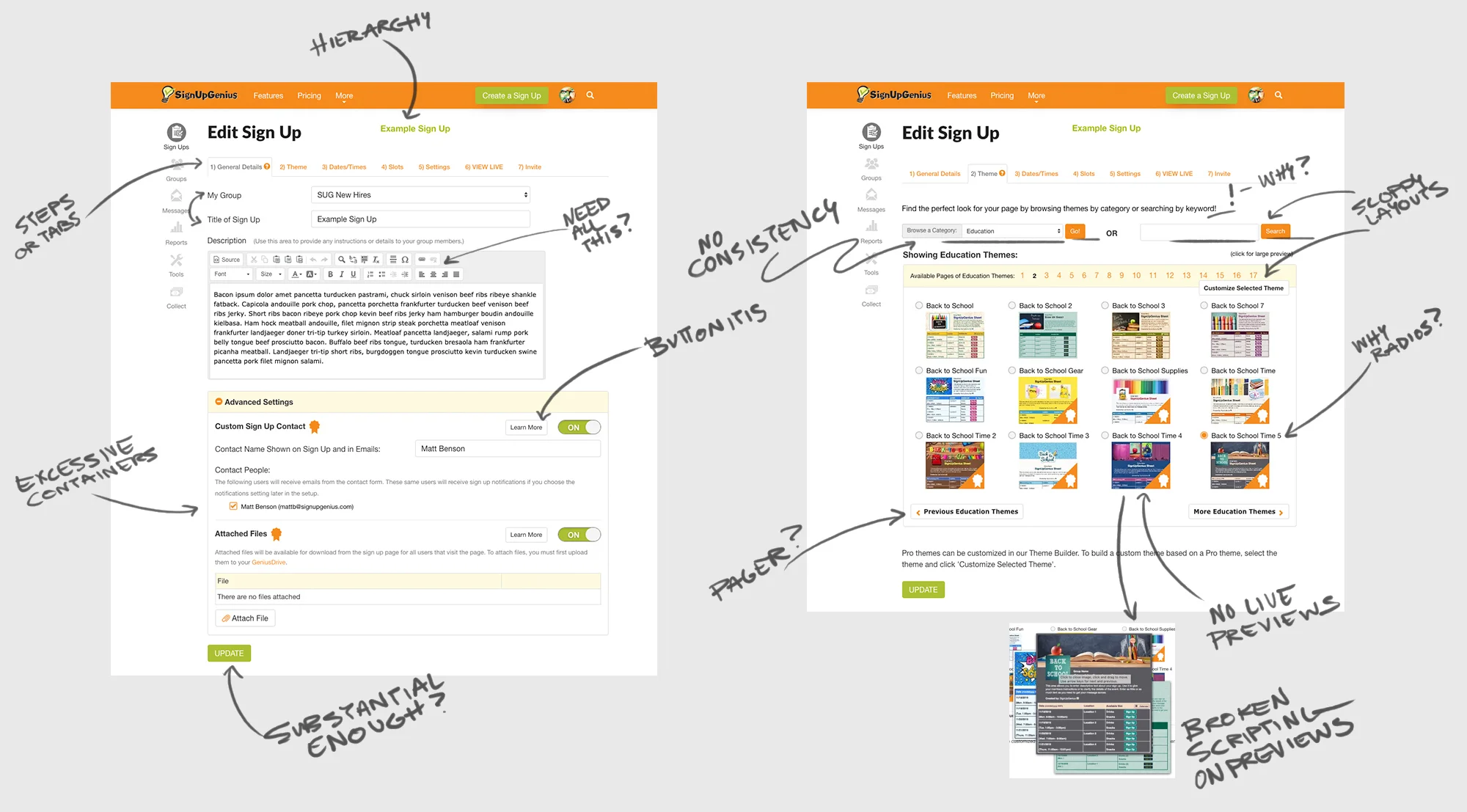 Old step 1 & 2 — Initial settings, intended audience, and description.