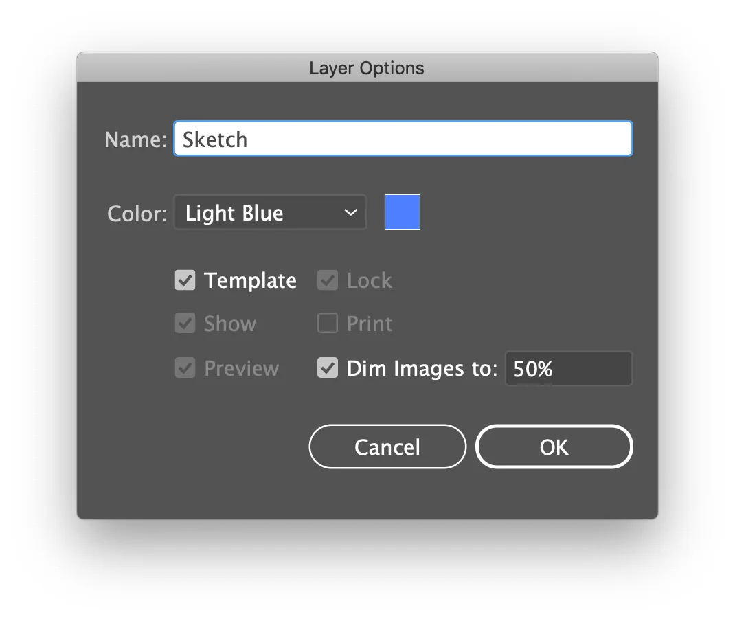 Double-clicking a layer will bring up its options dialog. Set the layer as a Template layer.