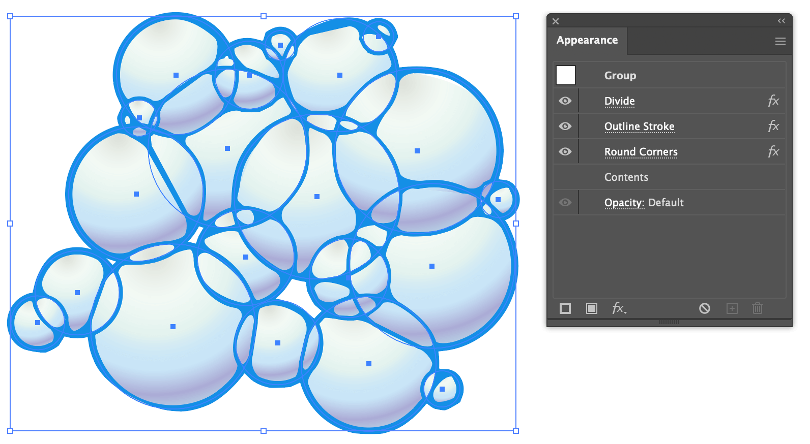Overlapping gradient circles rounded corners makes intersecting lines smooth