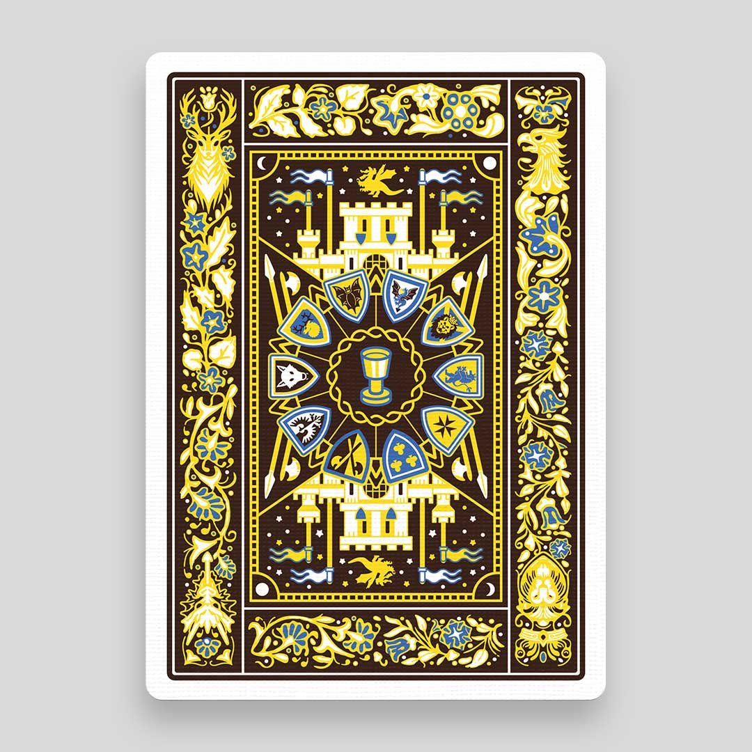 LEGO castle card back dark brown and yellow with filled filigree