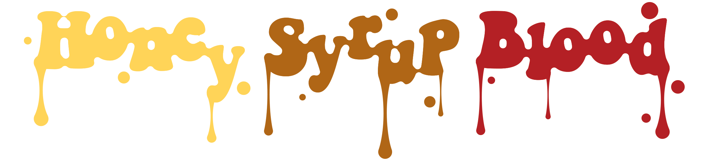 Drippy text samples showing honey syrup and blood