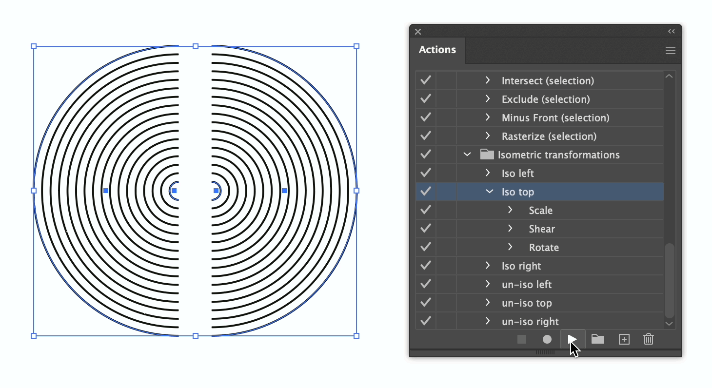 Isometric actions applied to the top radius blend