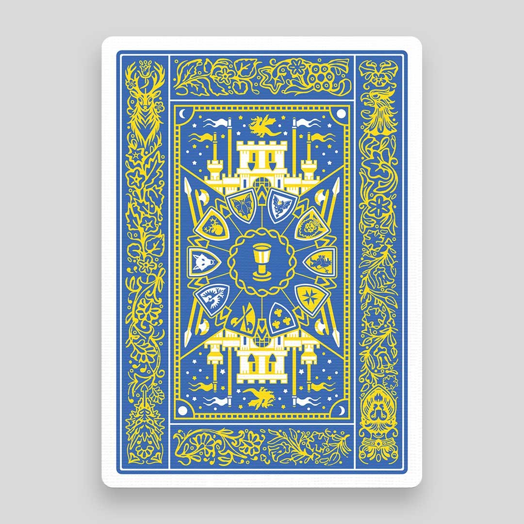 LEGO castle card back blue and yellow simple without filled filigree