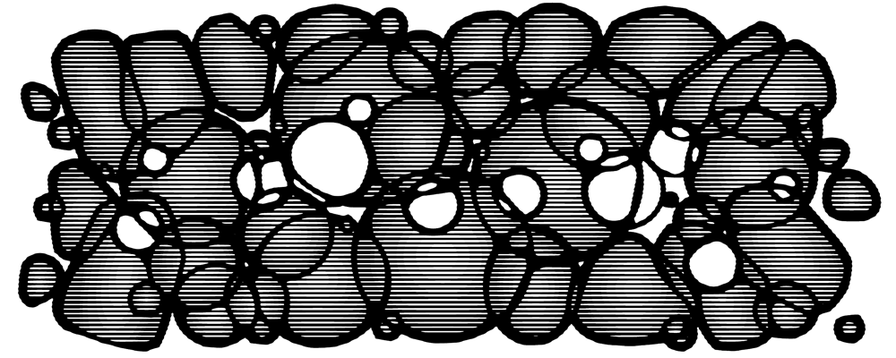 Layered effect on the bubble example using halftone horizontal lines