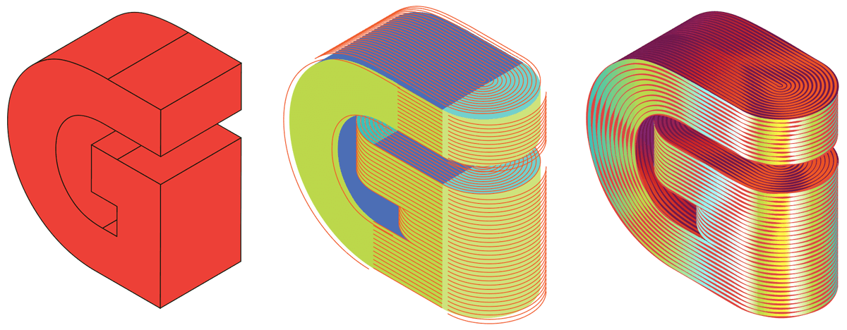 3D letter G with some line inconsistencies